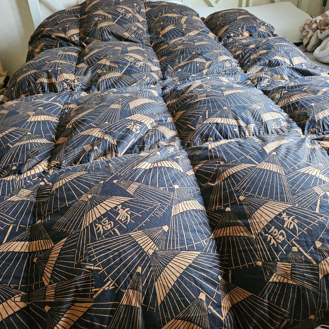 羽毛布団 ハンガリー産 ホワイトグースダウン90% シングル 日本製 両面柄違