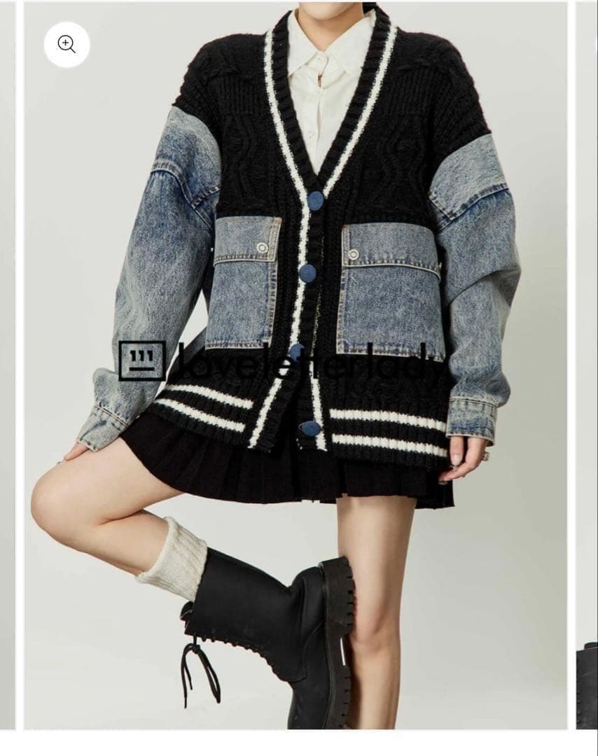 【Aurora Boutique】デニムニットジャケット LLA0407