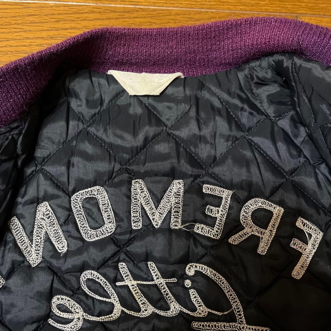 ヴィンテージスタジャン　 70s チェーン刺繍 Lサイズ　パープル