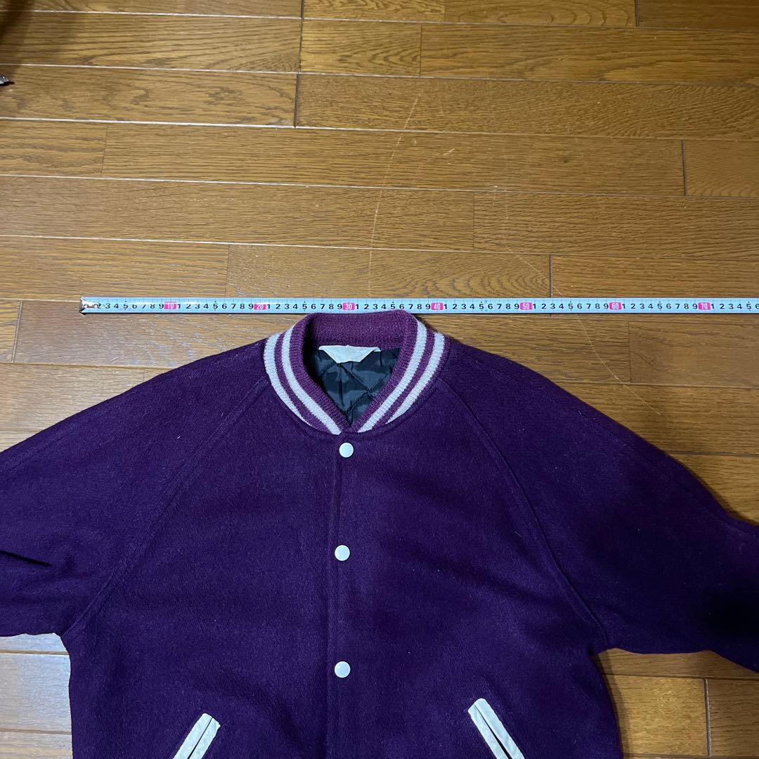 ヴィンテージスタジャン　 70s チェーン刺繍 Lサイズ　パープル