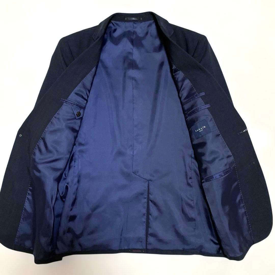 【新品未使用】タカQストレッチスーツダークネイビーチェックAB6