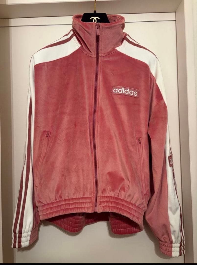 adidas ピンクベロア w adibreak velour tt XLサイズ