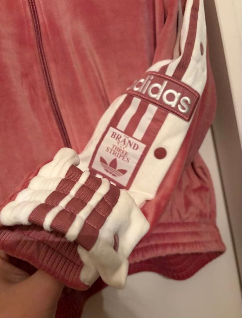 adidas ピンクベロア w adibreak velour tt XLサイズ