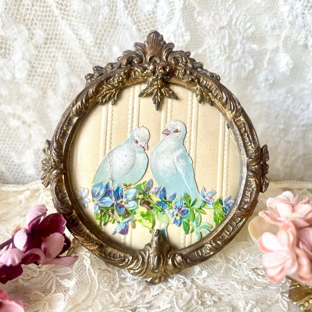 19世紀ブロンズ製レリーフミニフレーム　フランスアンティーク　写真立て　ゴールド