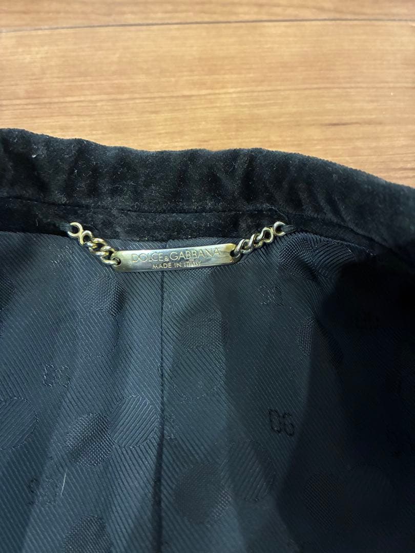 ま*ん様 DOLCE & GABBANA ブラックベルベット テーラードジャケッ