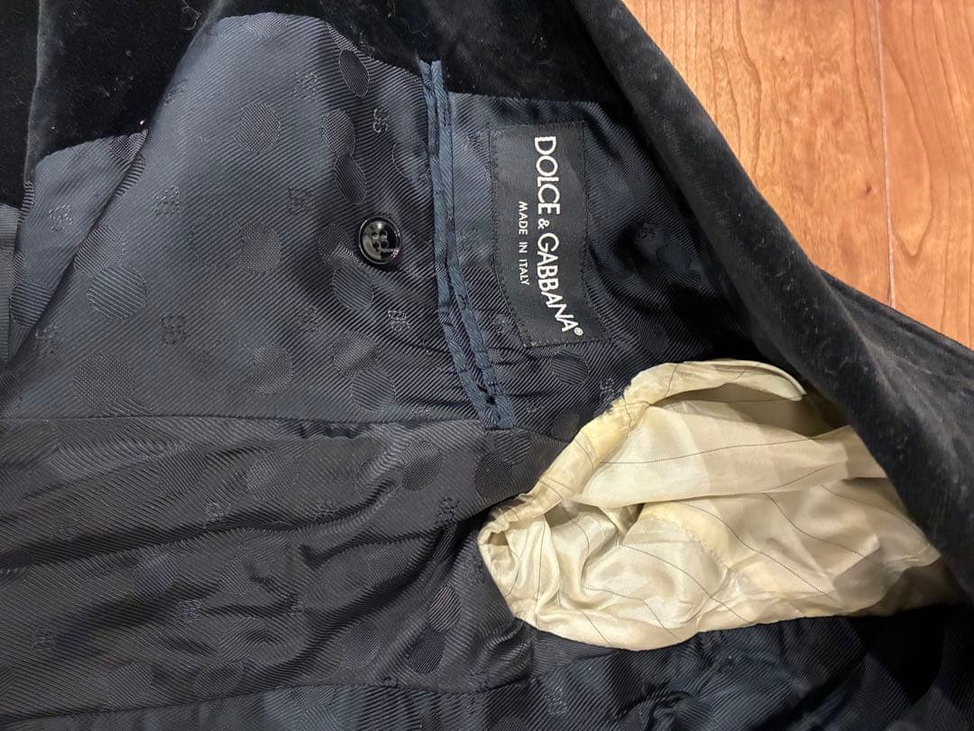 ま*ん様 DOLCE & GABBANA ブラックベルベット テーラードジャケッ