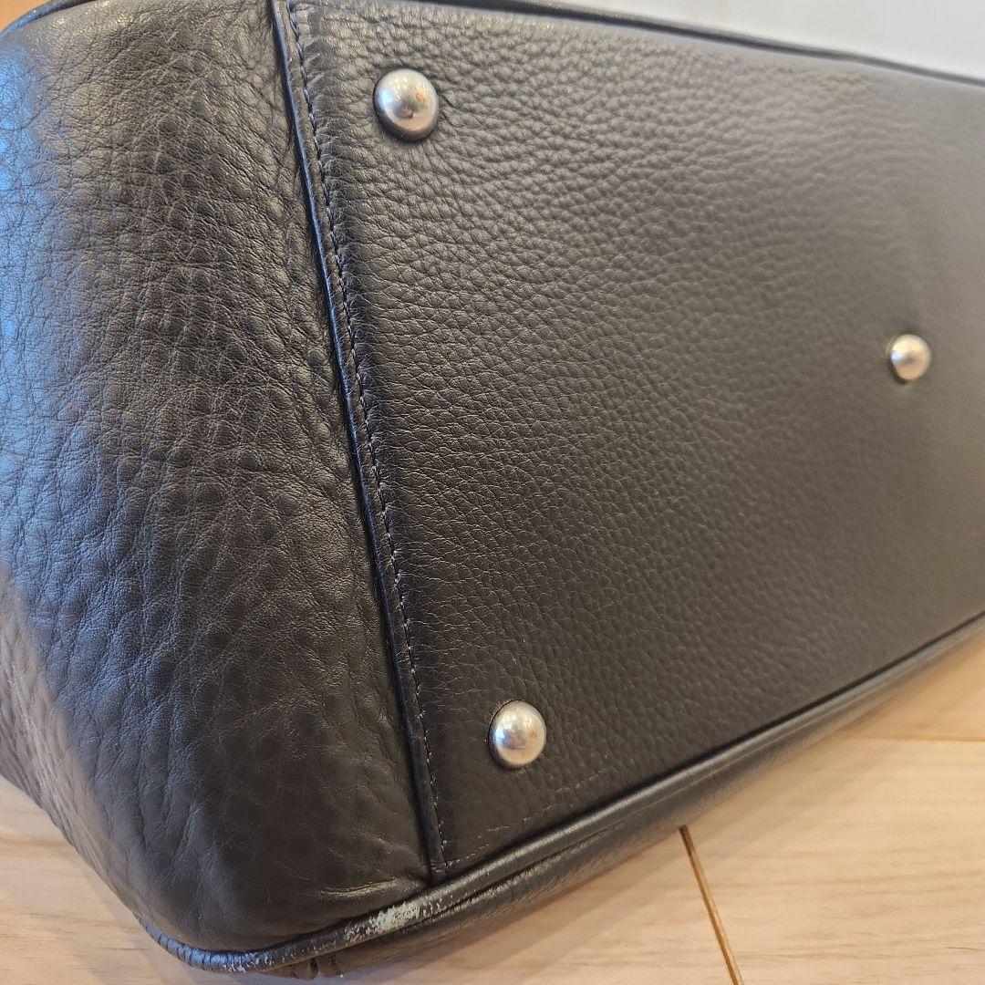 美品 PELLE MORBIDA 被せ付ボストン　ネイビー