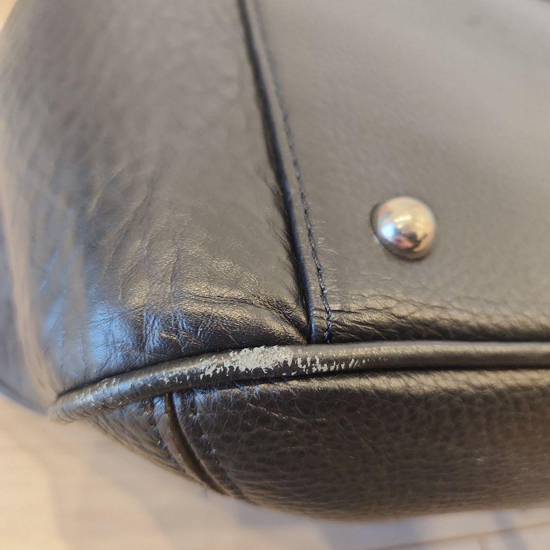 美品 PELLE MORBIDA 被せ付ボストン　ネイビー