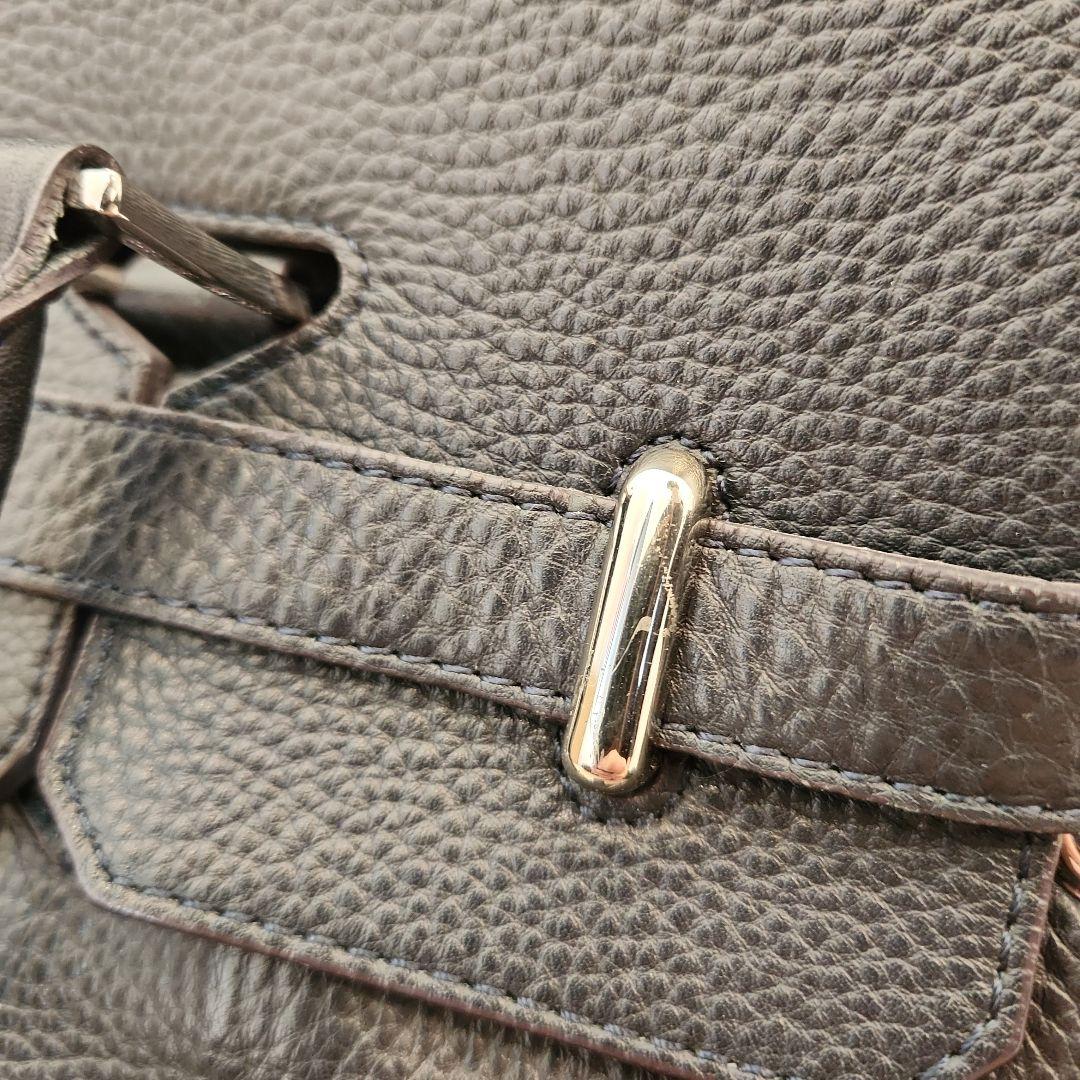 美品 PELLE MORBIDA 被せ付ボストン　ネイビー