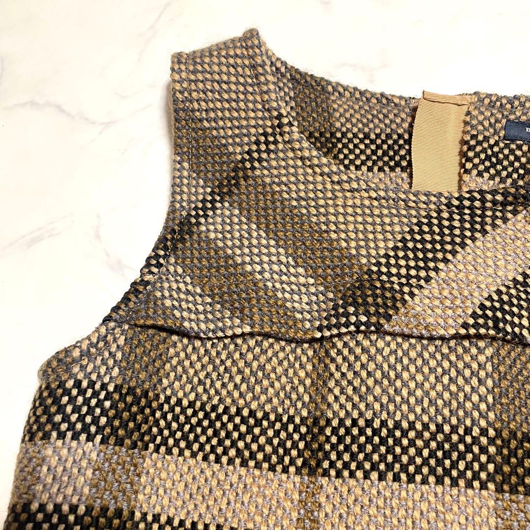 バーバリーロンドン ノースリーブ ワンピース メガノバチェック ブラウン 38