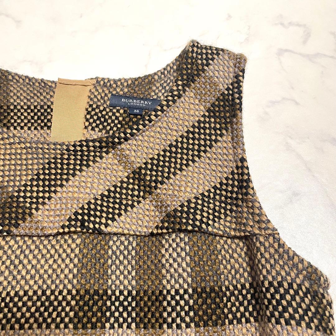 バーバリーロンドン ノースリーブ ワンピース メガノバチェック ブラウン 38