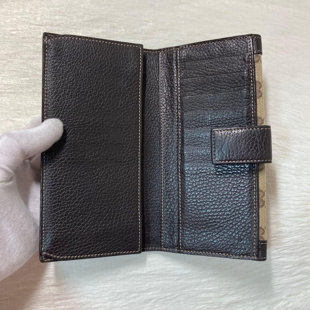 GUCCI グッチ GGクリスタル コーティング　キャンバス　二つ折り 長財布