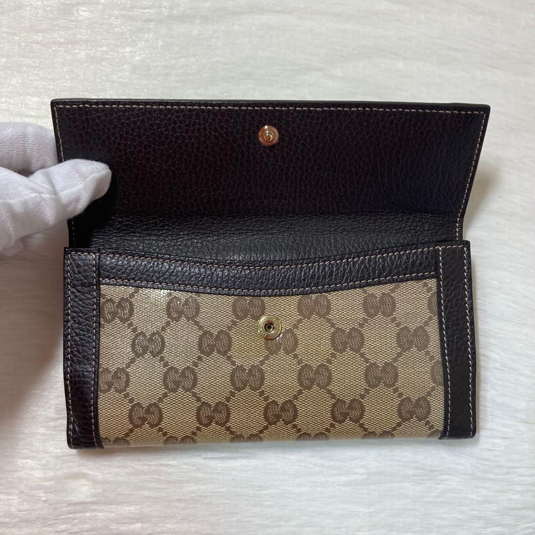 GUCCI グッチ GGクリスタル コーティング　キャンバス　二つ折り 長財布