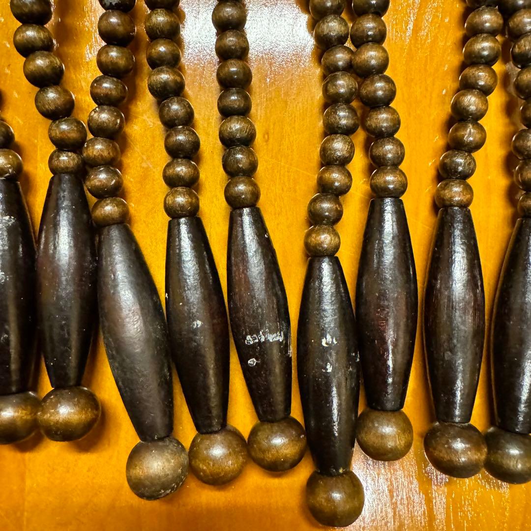 T【2点セット】珠暖簾　濃茶　85cm×150cm レトロ　木製　珠のれん