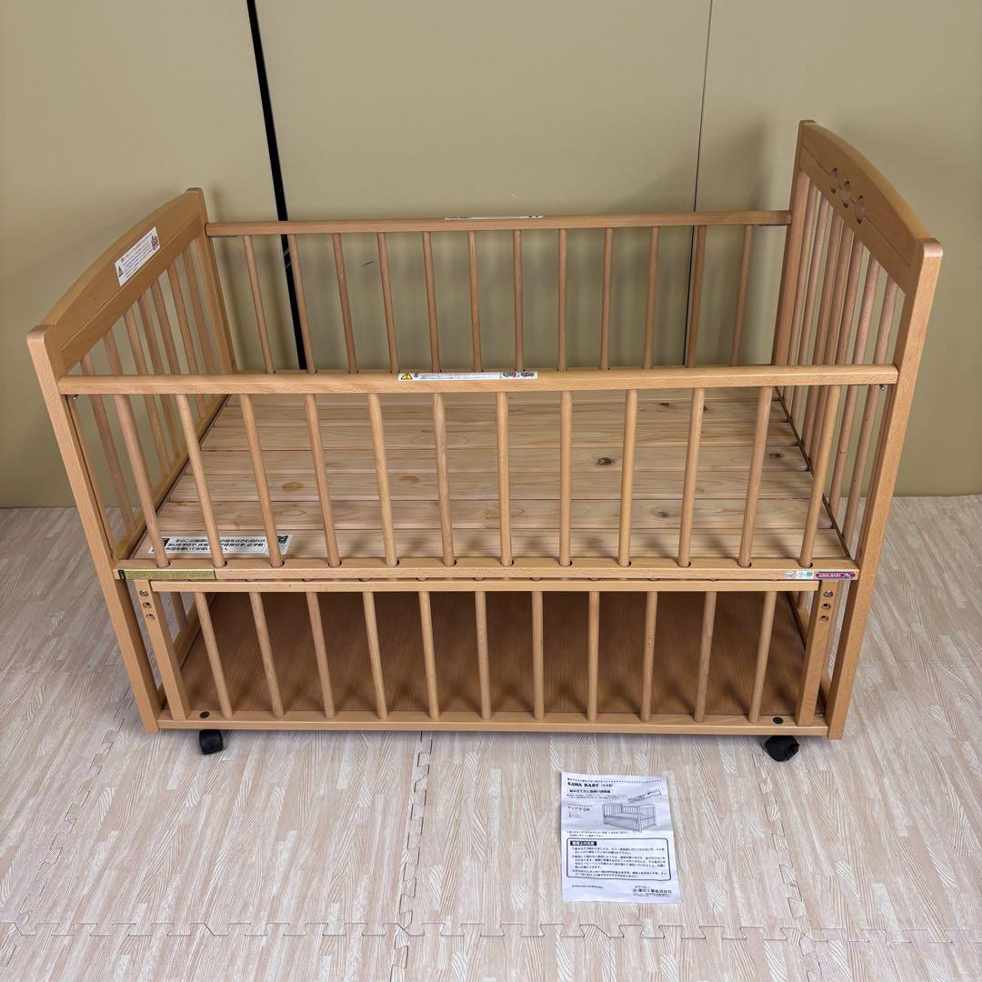 ☆すのこ床板☆美品☆　日本製　サワベビー　デュアルスライドベッド　ティアラDX