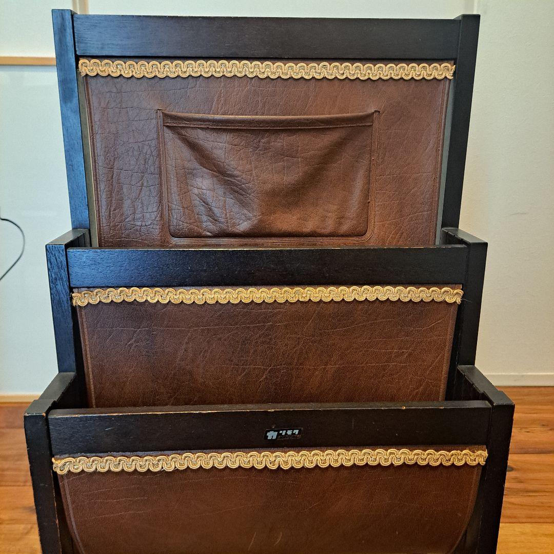 希少 オールドカリモク karimoku マガジンラック レトロ 雑誌 新聞