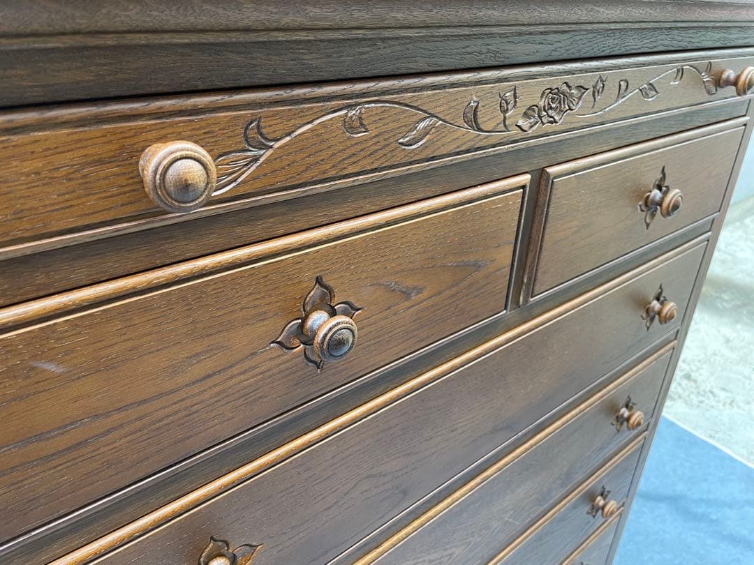 近隣配達可能　EZO家具　花柄　ハイチェスト　フラワー