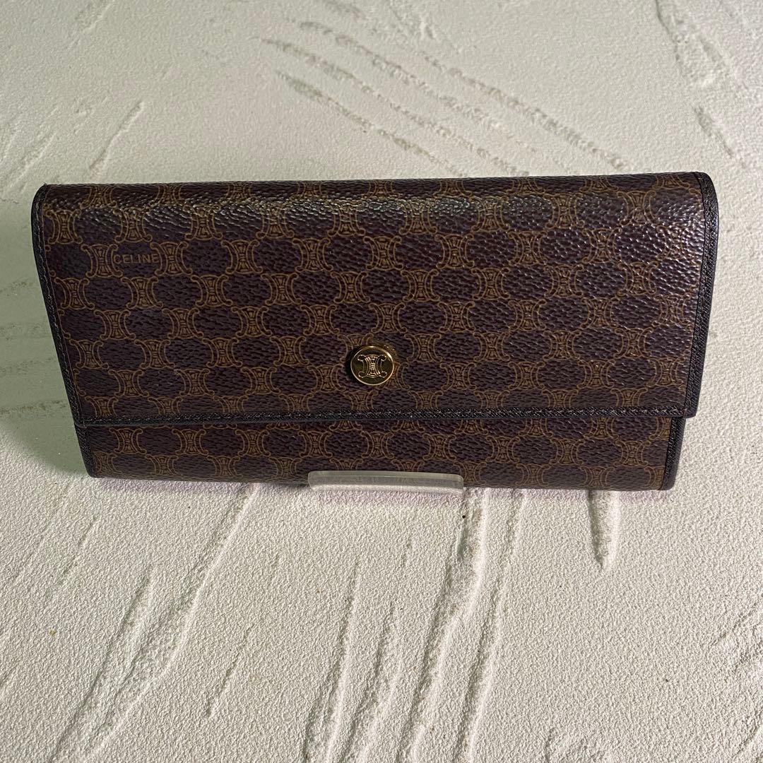 セリーヌ 二つ折り長財布 マカダム柄PVC ヴィンテージ CELINE