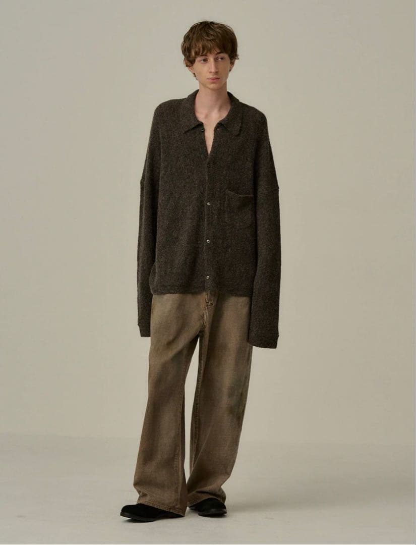 【ANCELLM】 KIMONO KNIT SHIRT 1 ブラウン25AW