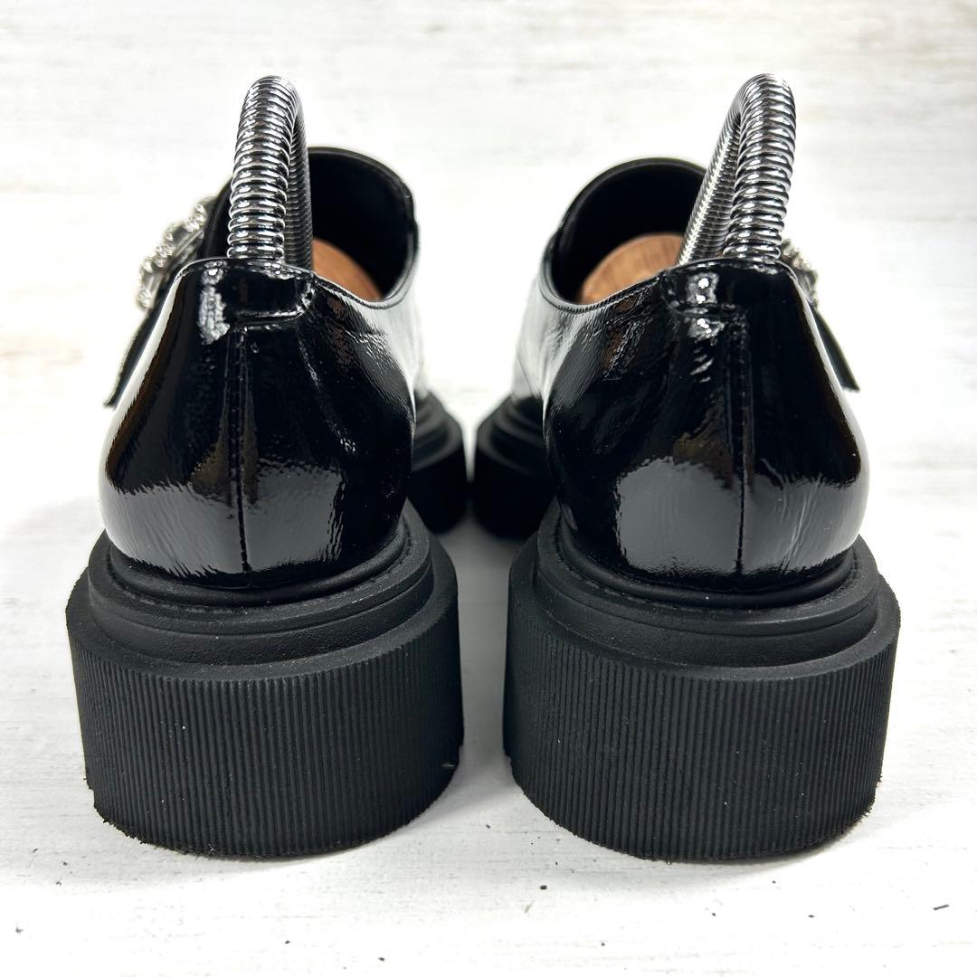 DIANA シュリンクエナメル ローファー　ビジュー　22.0