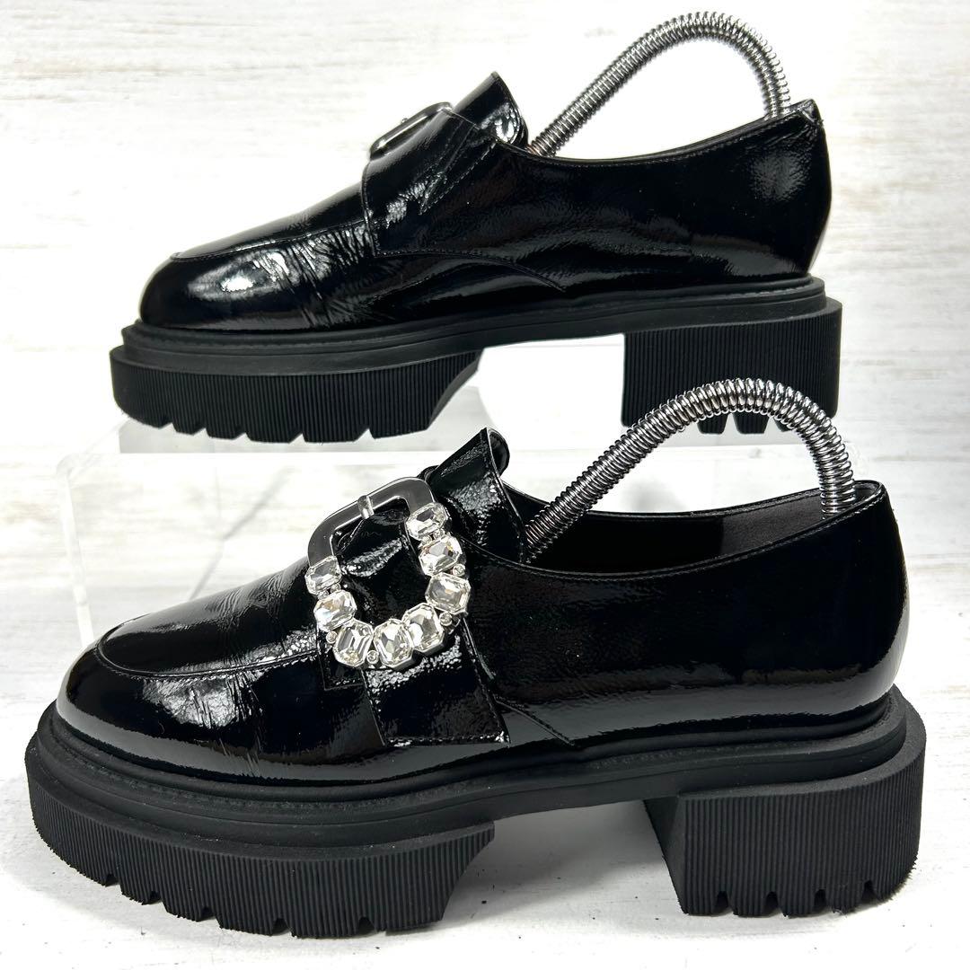 DIANA シュリンクエナメル ローファー　ビジュー　22.0