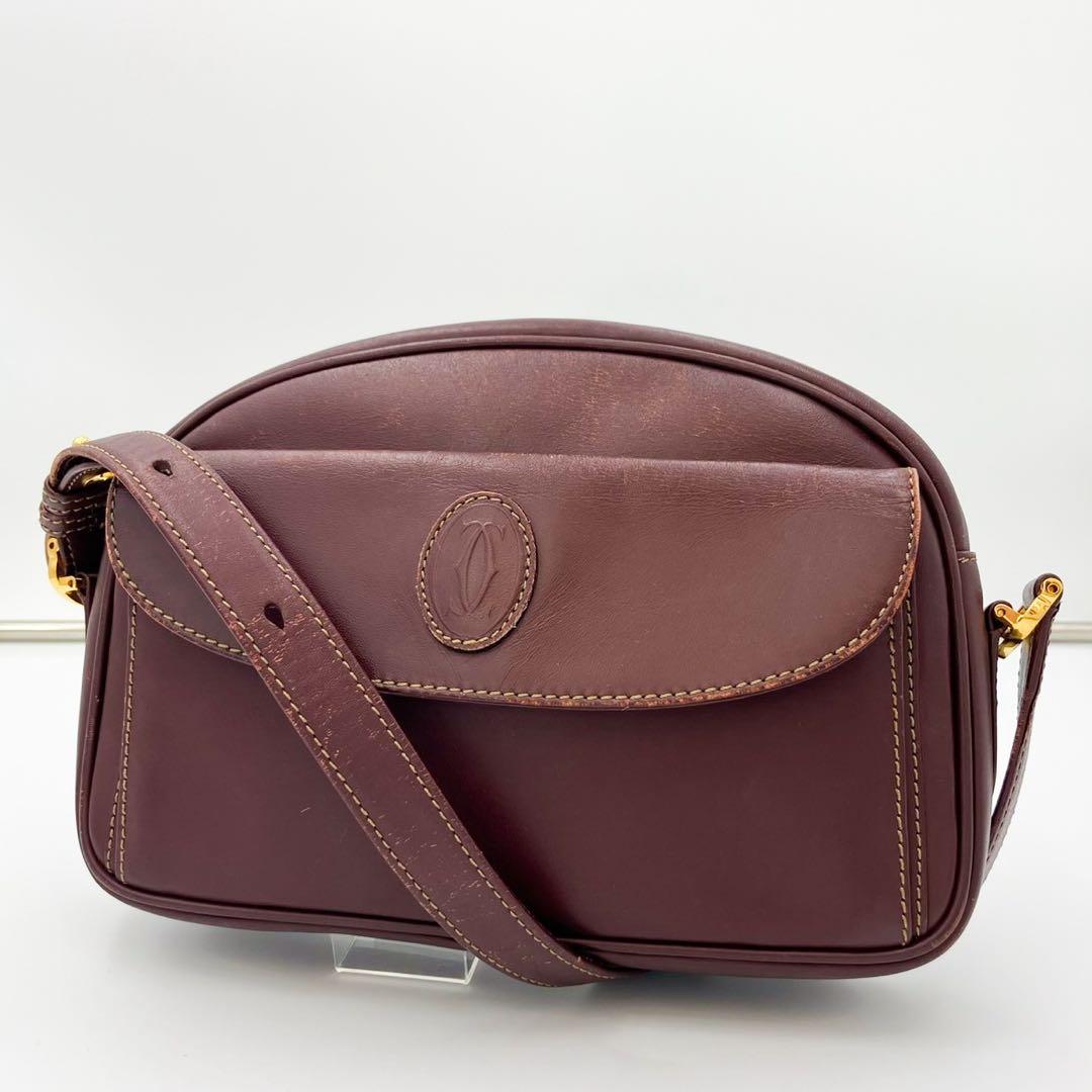 Cartier カルティエ マストライン レザーショルダーバッグ ゴールド金具