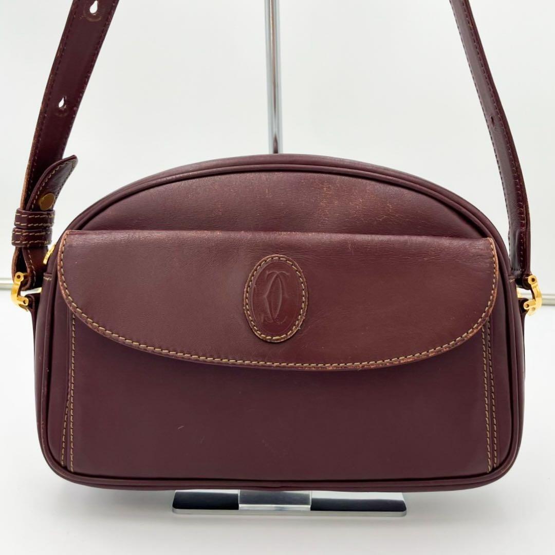 Cartier カルティエ マストライン レザーショルダーバッグ ゴールド金具