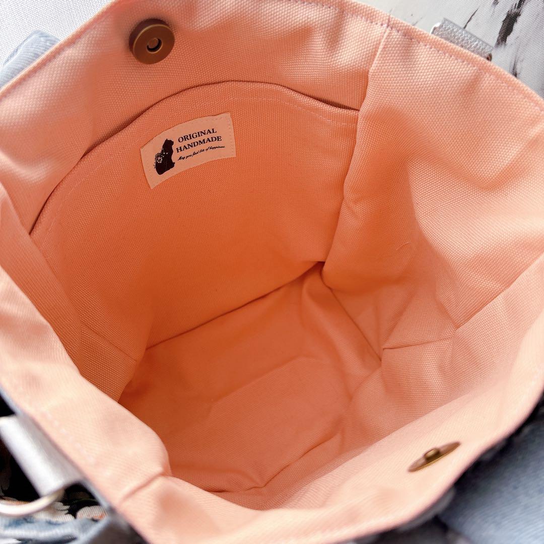 コヤンイサムチョン　バック　デニム×レオパード　パールフリル