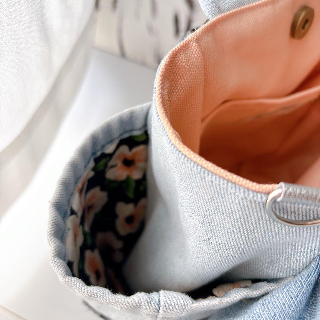 コヤンイサムチョン　バック　デニム×レオパード　パールフリル