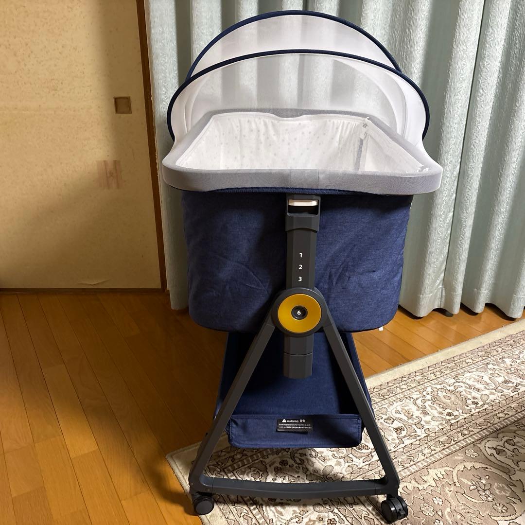 HZDMJ 折りたたみベビーベッド キャスター付 取説付 ブルー