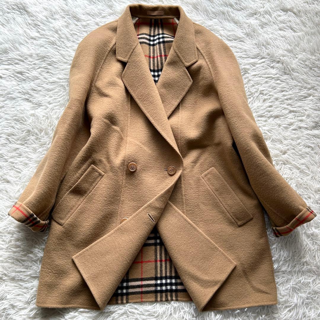 【極美品】バーバリー　ダブルフェイス　ウールコート　ノバチェック ベージュ　L