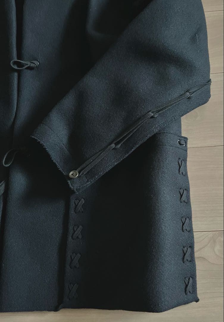 Jipijapa ヒピハパ ダッフルコート 編み込みデザイン 黒 3