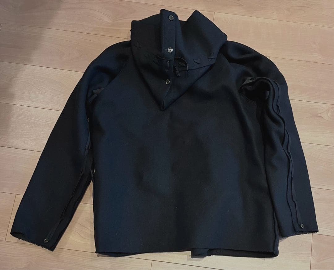 Jipijapa ヒピハパ ダッフルコート 編み込みデザイン 黒 3