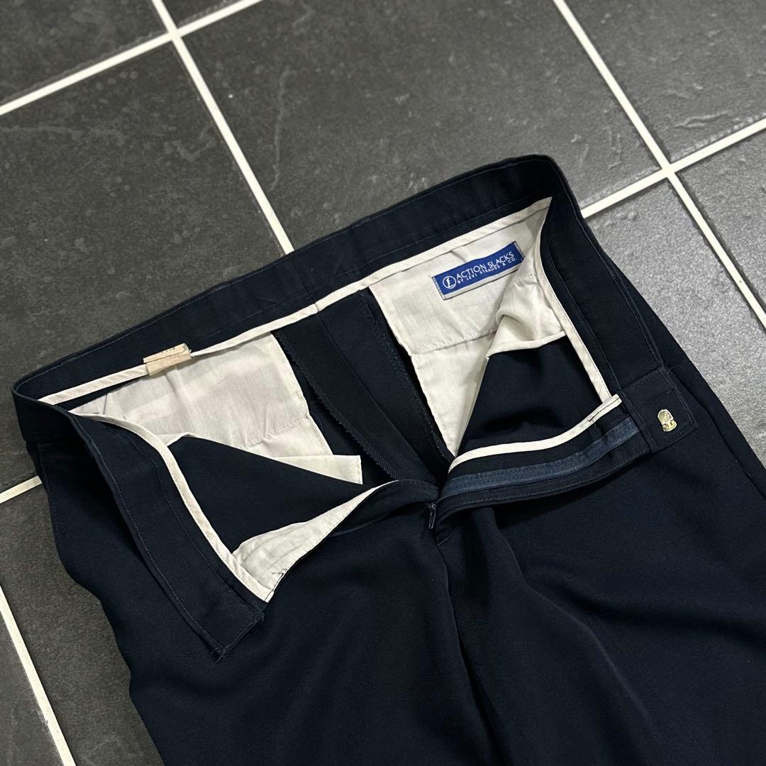 90s Levi’s 【アクションスラックス　ネイビー　無地　ワイドスラックス】