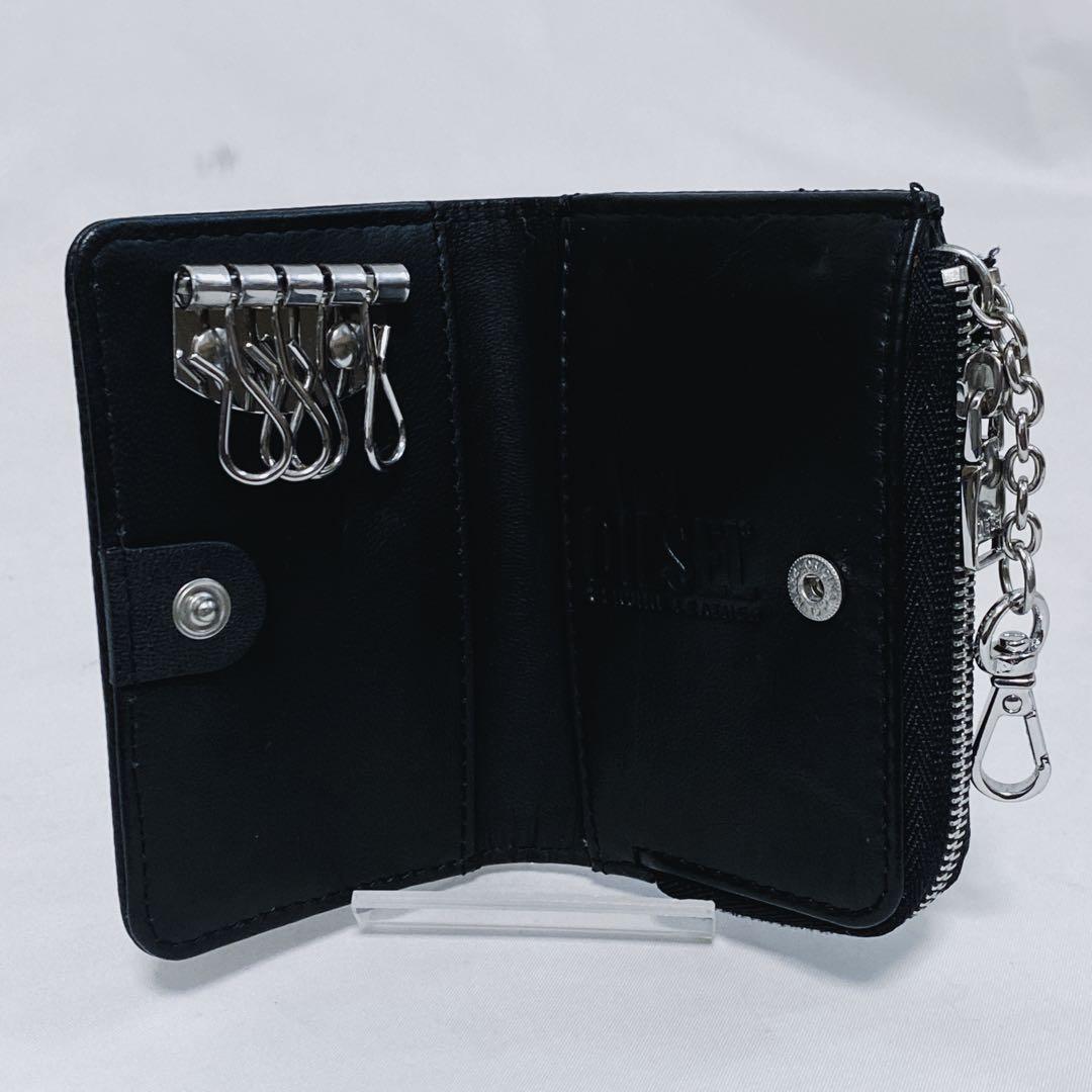 DIESEL ディーゼル　4連キーケース　ケース　Dロゴ　レザー　シボ革