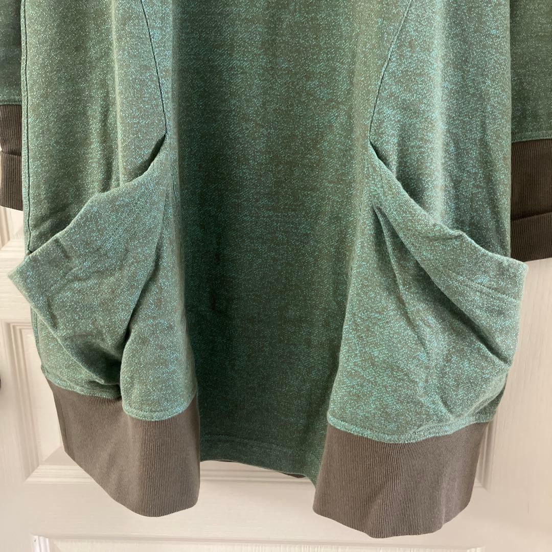 美品キューブキューブcubecubeセンソユニコグリーンスウェットチュニック38