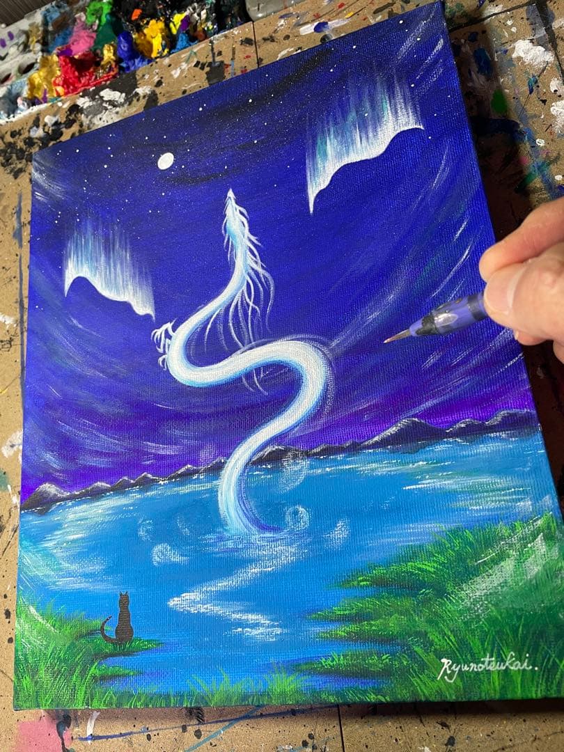 西海☆ 白龍ヒーリングアート 開運絵画 龍ノツカイ