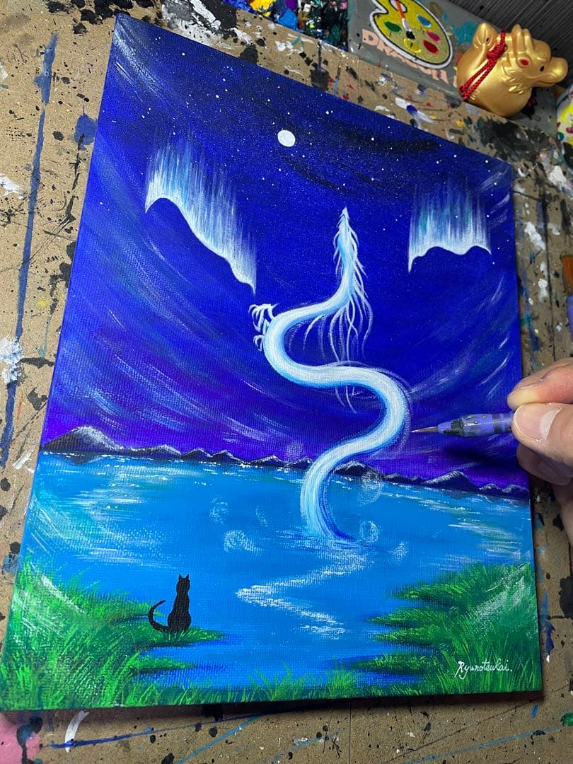 西海☆ 白龍ヒーリングアート 開運絵画 龍ノツカイ