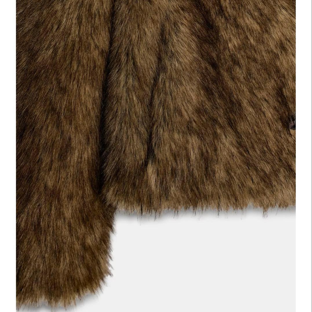 タグ付き新品★ZARAのショートフェイクファーコート★Sサイズ★ブラウン色★完売