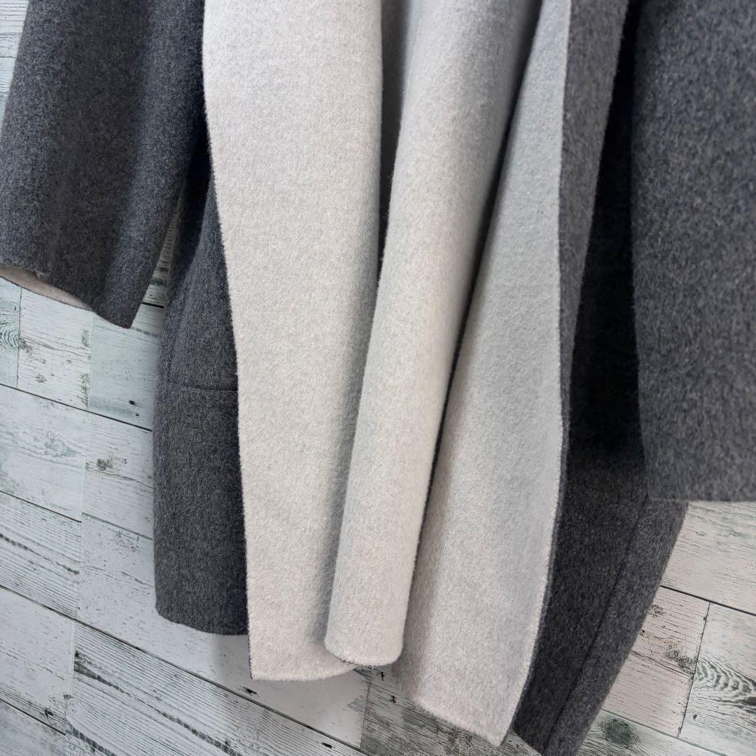 ☆大きいサイズ・4L☆レリアン　ウールコットンコート　ほぼ未使用　グレー