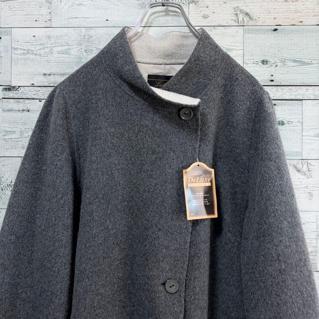 ☆大きいサイズ・4L☆レリアン　ウールコットンコート　ほぼ未使用　グレー