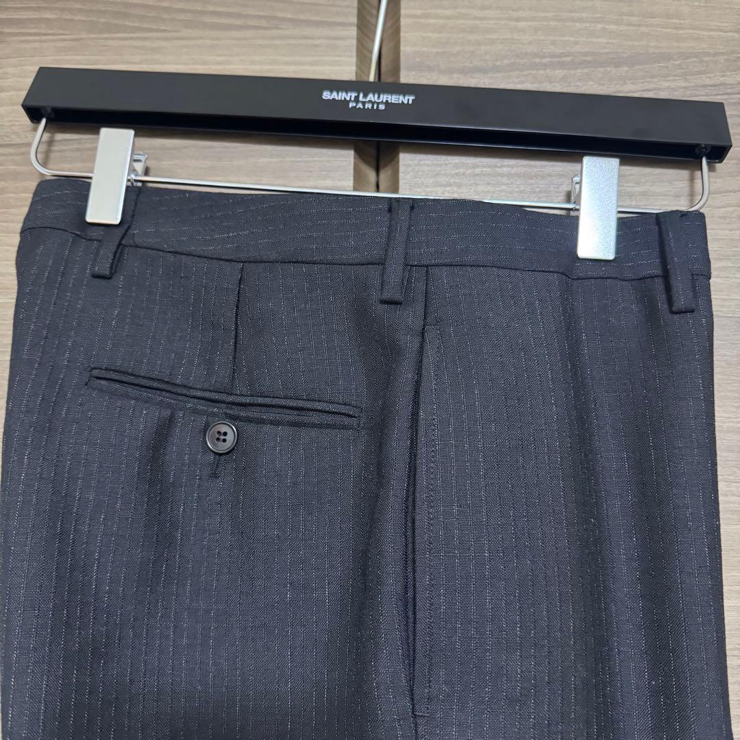 SAINT LAURENT スラックス ダークグレー ストライプ パンツ