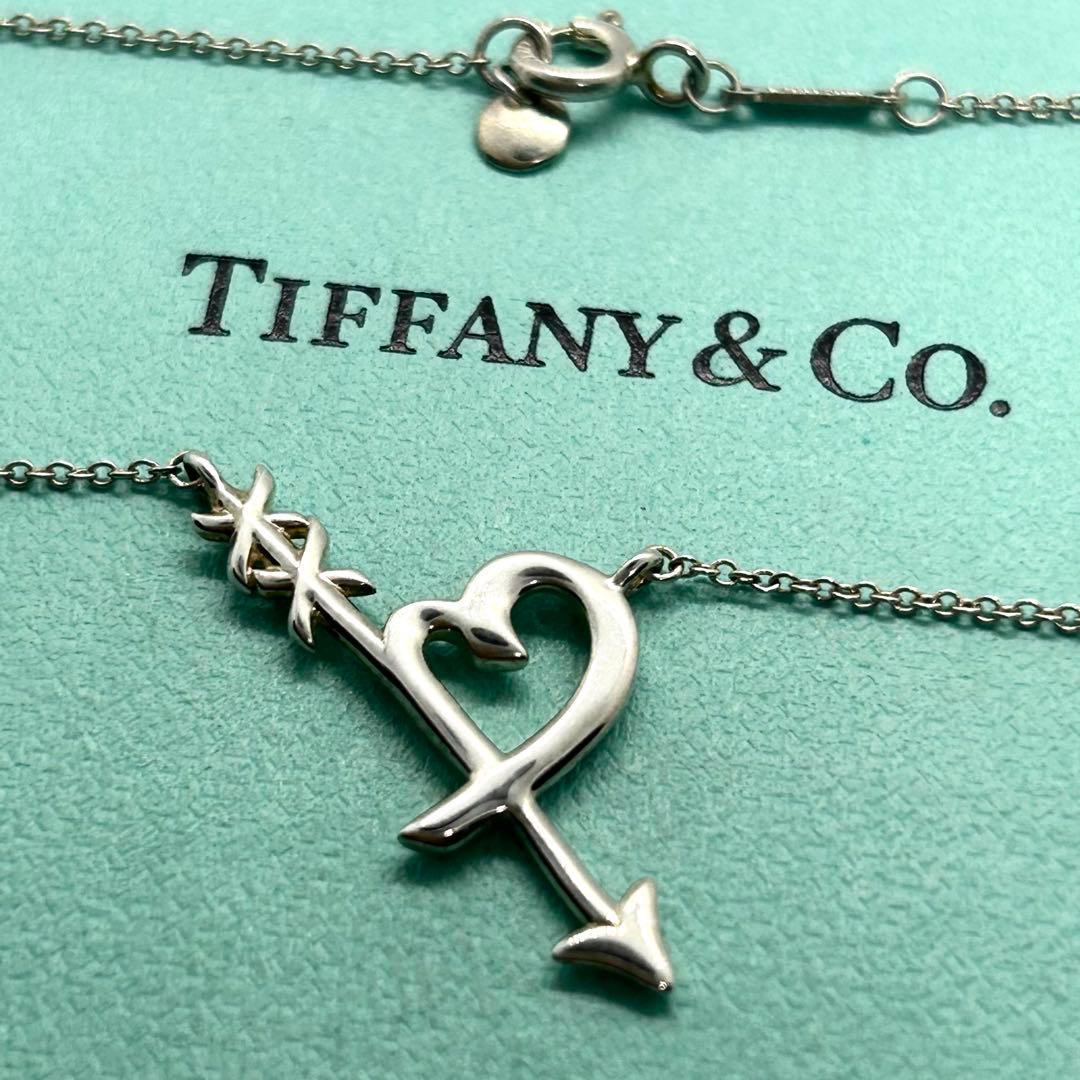 ティファニー❤️ラビングハートアローネックレス AG925矢モチーフ 純正42cm