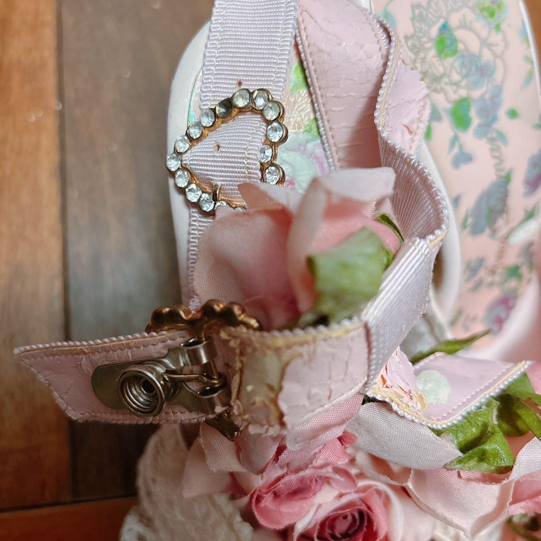 ジーザスディアマンテ 3連 薔薇 ピンク ミュール レース