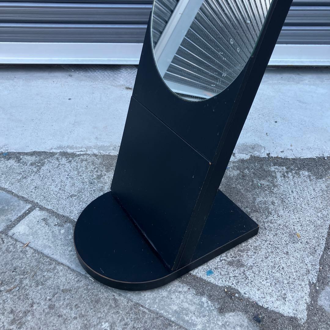 北欧レトロ 資生堂 木製フレーム 大型オーバルミラー 姿見 全身鏡スタンドミラー