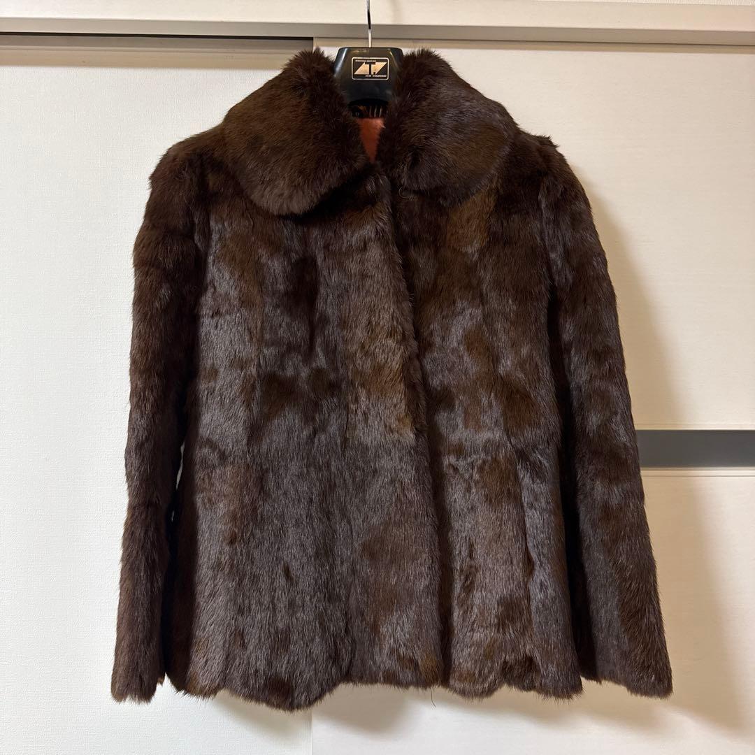 リアルファー ショートコート ブラウン