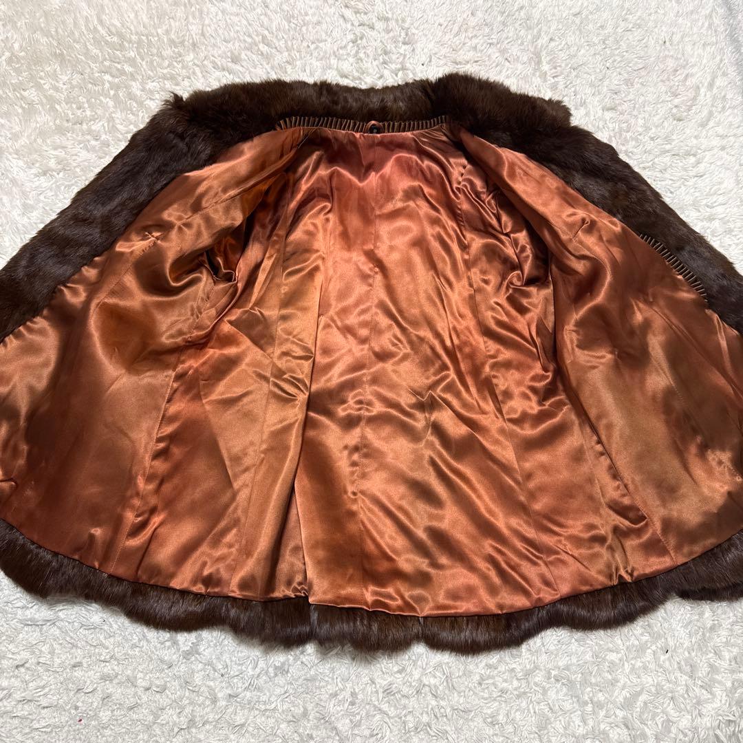 リアルファー ショートコート ブラウン