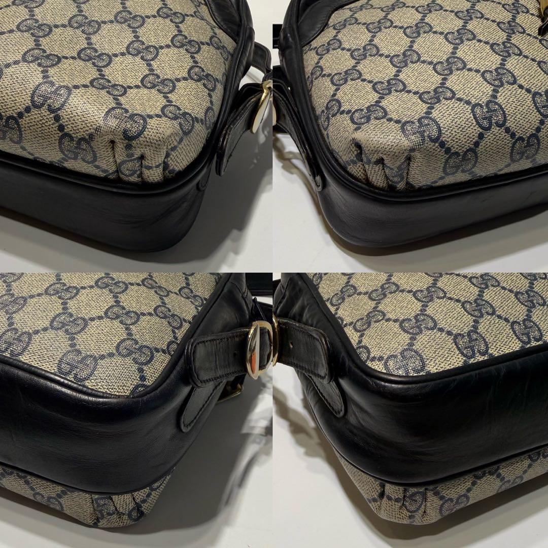 希少 GUCCI GG ショルダーバッグ ネイビー レザー 金具 フリンジ