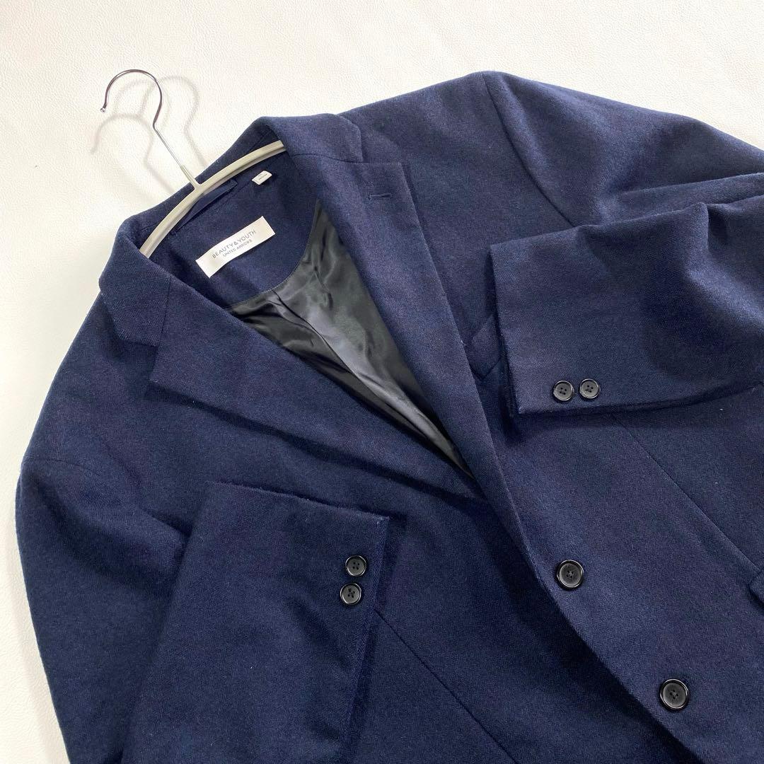 ビューティアンドユース✨サキソニー　セットアップスーツ　ネイビー　ヘリンボーンM