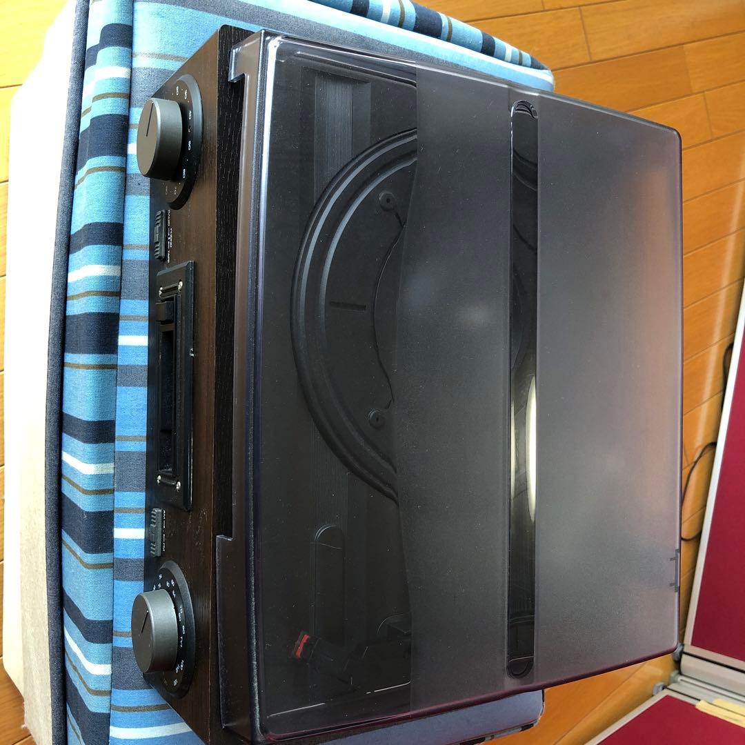 木製レコードプレーヤー(カセット付)